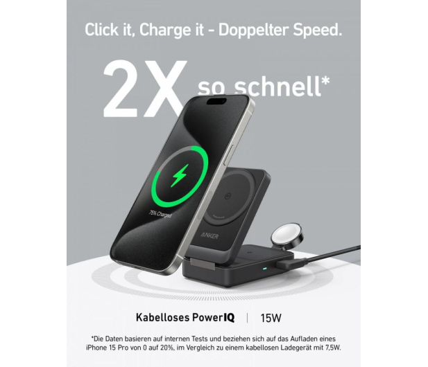 Anker MagGo Wireless Charging Station Qi 2.0 15W 3-in-1 czarna - 1274254 - zdjęcie 3